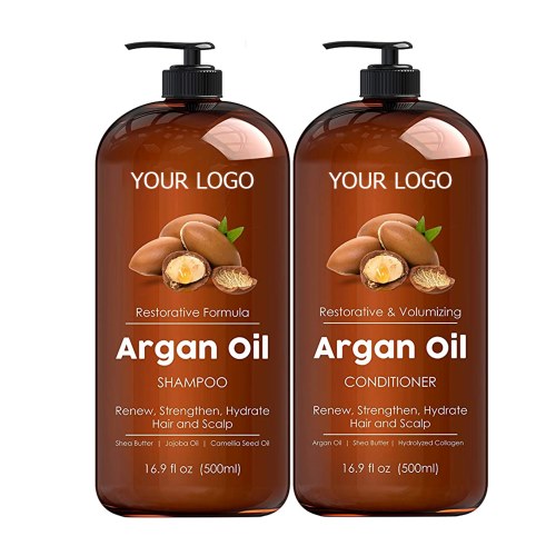 Factory wholesale supply customized logo hydrate hair and scalp hair shampoo  argan oil shampoo and conditioner